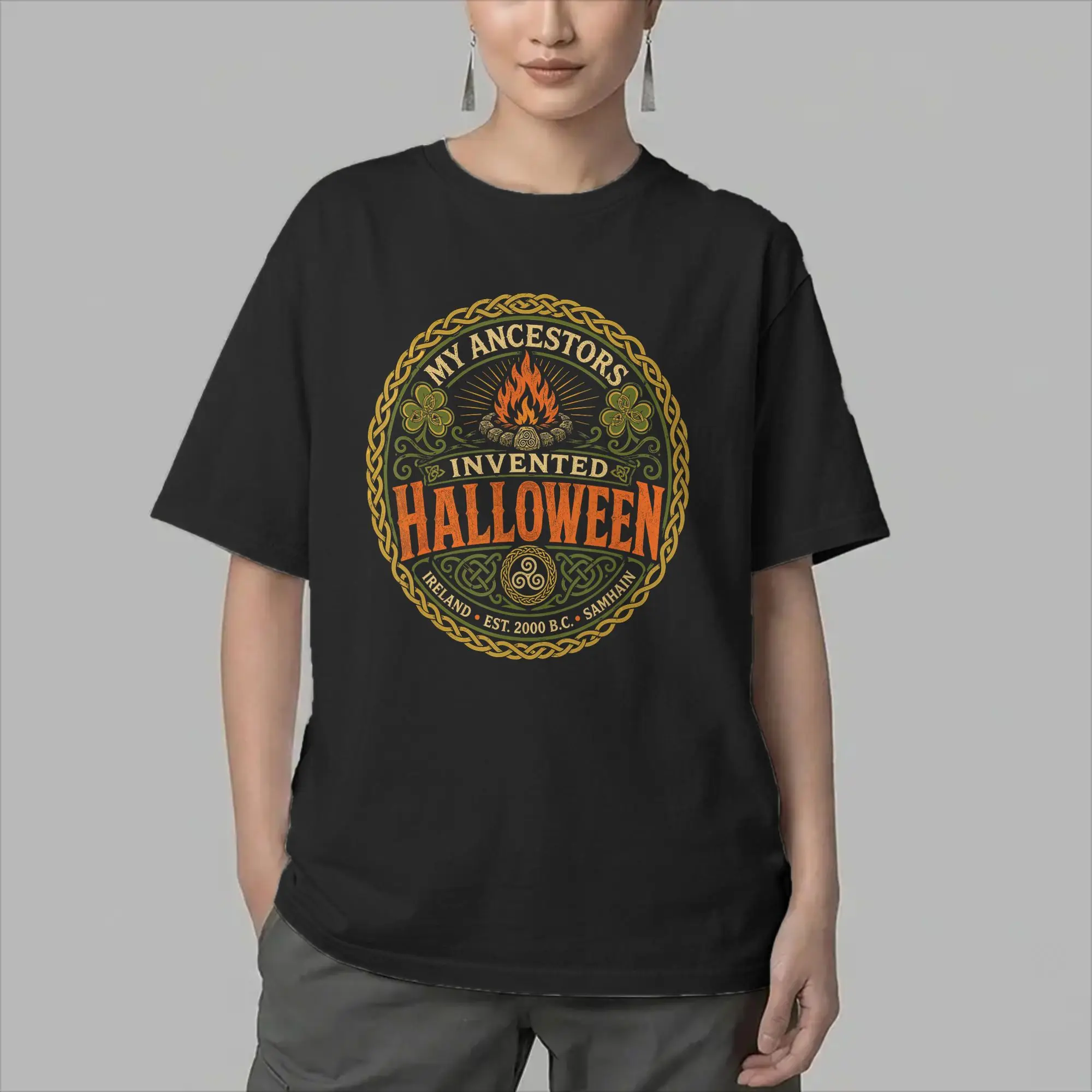 Vintage My Ancestors Invented Halloween Samhain Irish Ancestry T-Shirt for Men Pure Cotton T Shirt  Tees Gift Idea Clothes