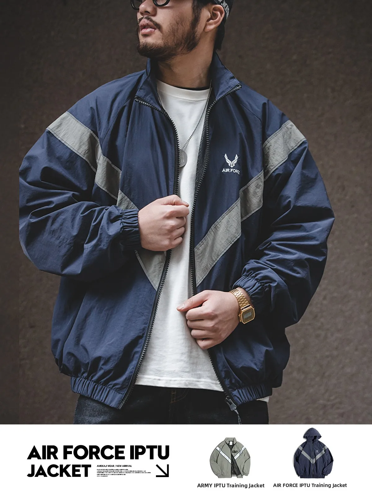 

Мужская ветрозащитная куртка Maden Reflective Pilot Jaet свободного кроя для тренировок, с застежкой-молнией, длинными рукавами, молодежная верхняя одежда