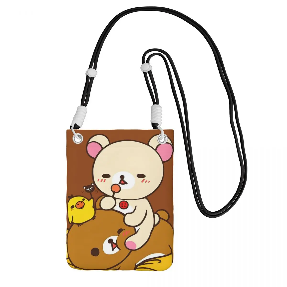 

Сумка для мобильного телефона Rilakkuma на заказ, диагональная сумка через плечо для мужчин и женщин с плюшевым мишкой, съемный плечевой ремень для путешествий