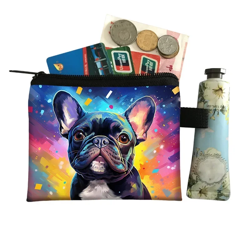 Cute French Bulldog Print Coin Purse Women money bags colorful peeking dogs small wallet Mini Purse ID Credit Card Holder gift