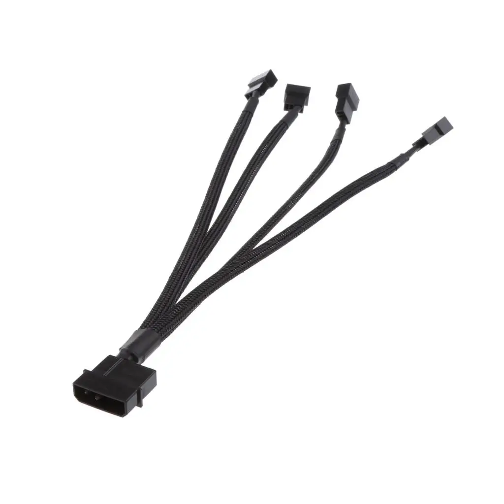 3Pin/4Pin Computerbehuizing Fan Y Splitter/PC Power Adapter Kabel Zwarte Mouw