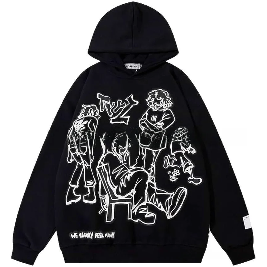 سترة بغطاء للرأس رقمية ثلاثية الأبعاد من Aelfric Eden مطبوعة كلاسيكية وأكمام طويلة كبيرة الحجم ملابس الشارع من ألياف البوليستر برقبة دائرية #5