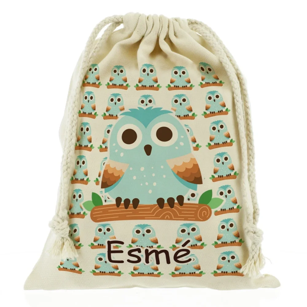 20 pcs Custom Cute animal school/storage bag,drawstring gift bag with Personalised Name Fox,Racoon,Hedgehog,Owl