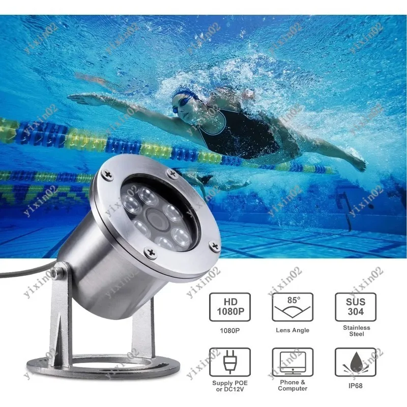 5MP 4K HD POE CCTV IP Camera IP68 Waterproof 304 Stainless Steel for Aquarium Pool Underwater Surveillance
