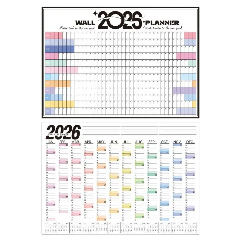 2026 Wall Calendar Single Schedule Sheet Annual Wall Hanging Calendar Blank Gird Memo Daily Planner Simple Room Decoration