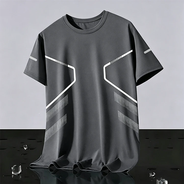 Neue Ice Silk Laufshirts für Herren, lockeres Kurzarm-Oberteil, Basketball-Gym-Sportbekleidung für Männer, Fitness-Workout, atmungsaktives Mesh-T-Shirt – Detail 13