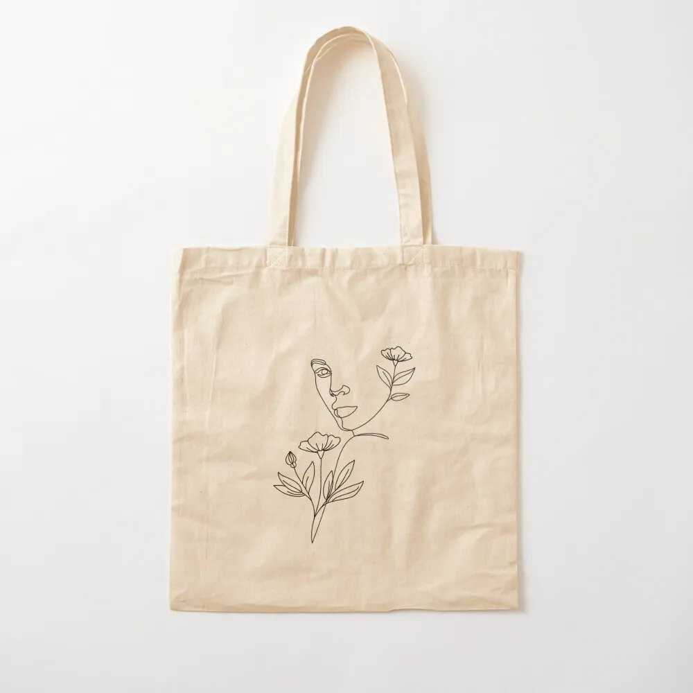 Nature woman head. Line art female face Art Print Tote Bag tote bag tote bag men's bags for women bags men