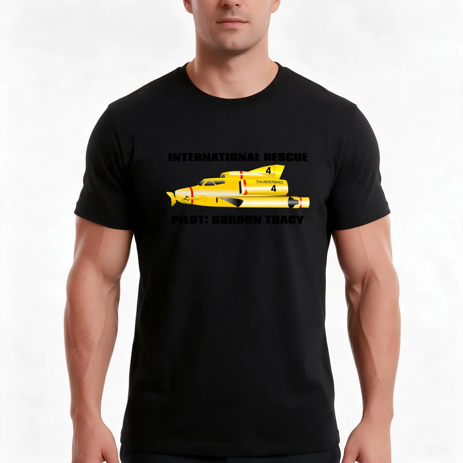 Thunderbird 4 pilot Gordon Tracy T-Shirt, Summer Casual Cotton Tee, Oversized Streetwear Tops, Vintage Graphic Print