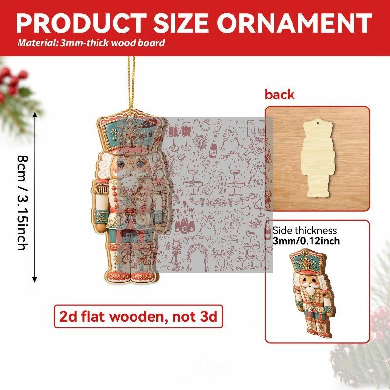 12/24/36Pcs Festival Christmas Tree Decor Vintage Christmas Nutcracker 2D Wooden Hanging For Horticultural Decoration Gift