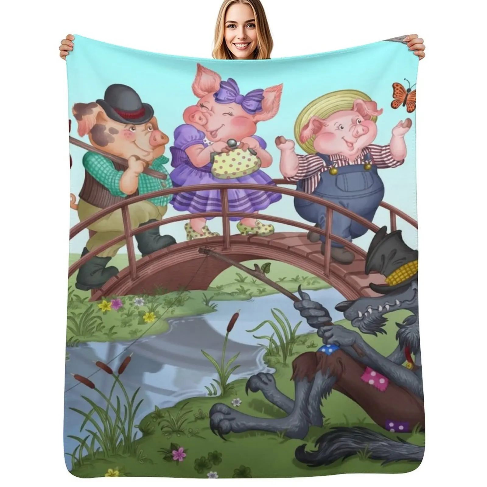 

Three Little Pigs Throw Blanket Bed Fashionable blankets and throws Sofa Throw Blankets