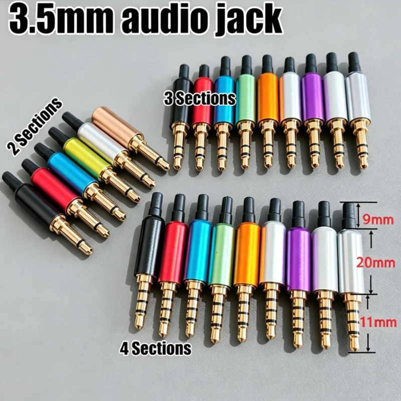 1PC 3.5mm Audio Connector 2/3/4 Poles microphone Headphone Audio Adapter Stereo Connector Repair Cable Solder Wire DIY Male Plug