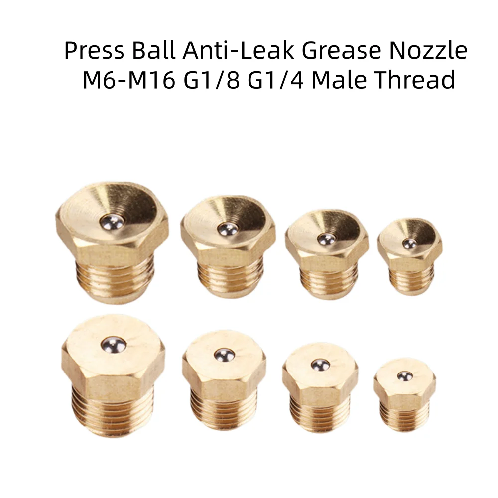 

M6 M8 M10 M14 M16 G1/8 G1/4 Brass Grease Nozzle Flat/Funnel Head Male Thread for Gas Engine Motor Repair