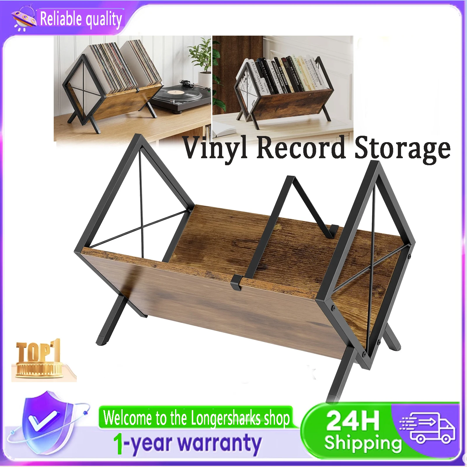 Support métallique solide pour vinyles rangement 80 à 100 LP style vintage salon maison porte disque gain de place parfait pour collection musique et décoration d'intérieur moderne