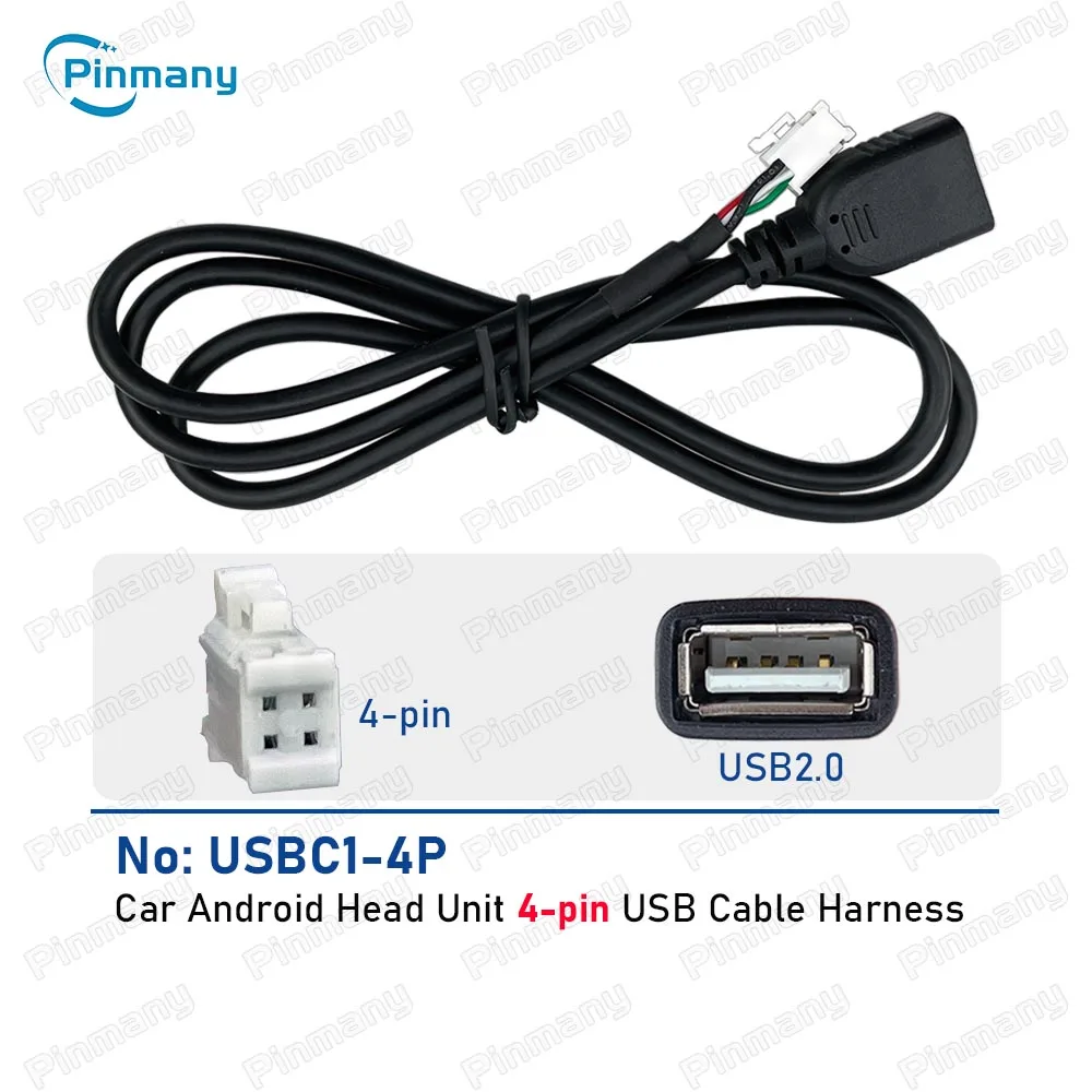 Pinmany Car Radio USB Cable 80CM 4pin 6pin USB2.0 Audio Data Extension Wire Harness Socket Adapter for Car Android Head Unit