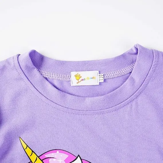 Little Hand Little Girls Pajamas 2 Piece Set 100% Cotton Sleepwear Toddler Clothes for Kids Baby Cute PJs Unicorn styles 2-7T