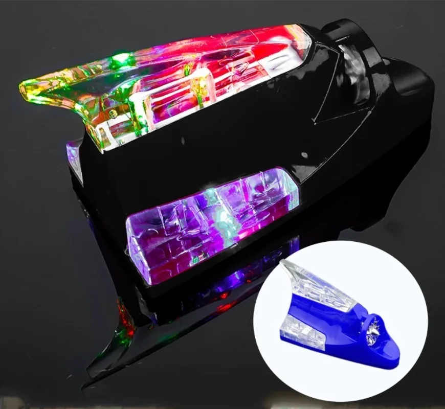 Car Wind‑Driven Shark Fin Antenna Light Multicolor Strobe Warning Lamp Roof Decorative Light Universal Auto Exterior Accessories