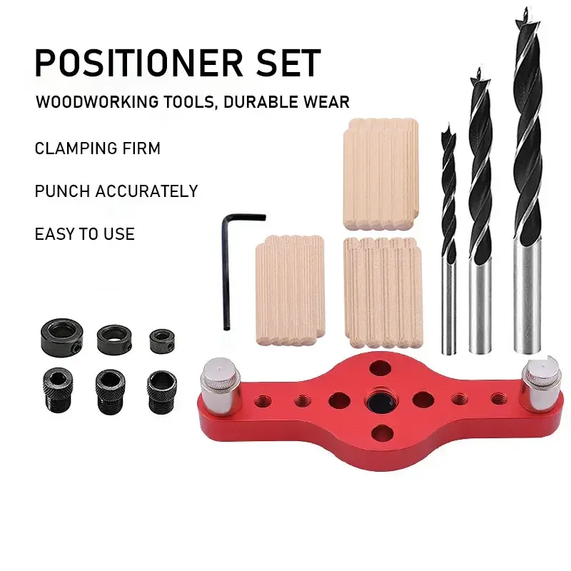 Alloy Dowel Jig Vertical Pocket Hole Jig Woodworking Self Centering 6/8/10mm Drilling Locator Wood Dowelling Drill Guide Kit