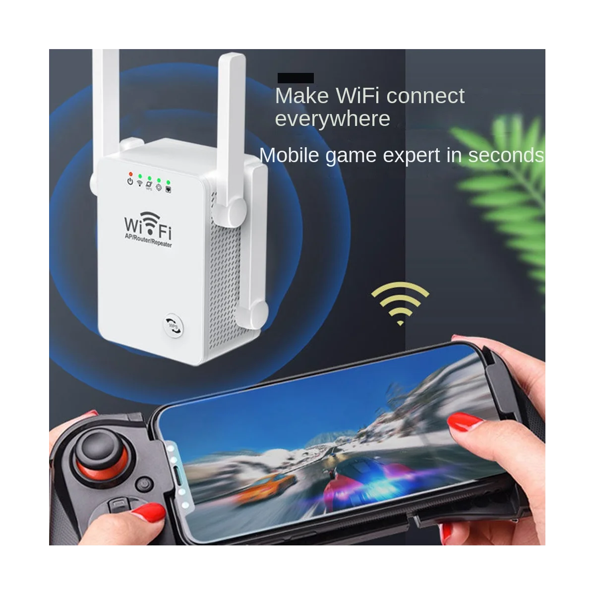 300M Wireless Repeater 2.4G WiFi Router Signal Booster Extender 4 Antenna Router Signal Amplifier for Home(US Plug)