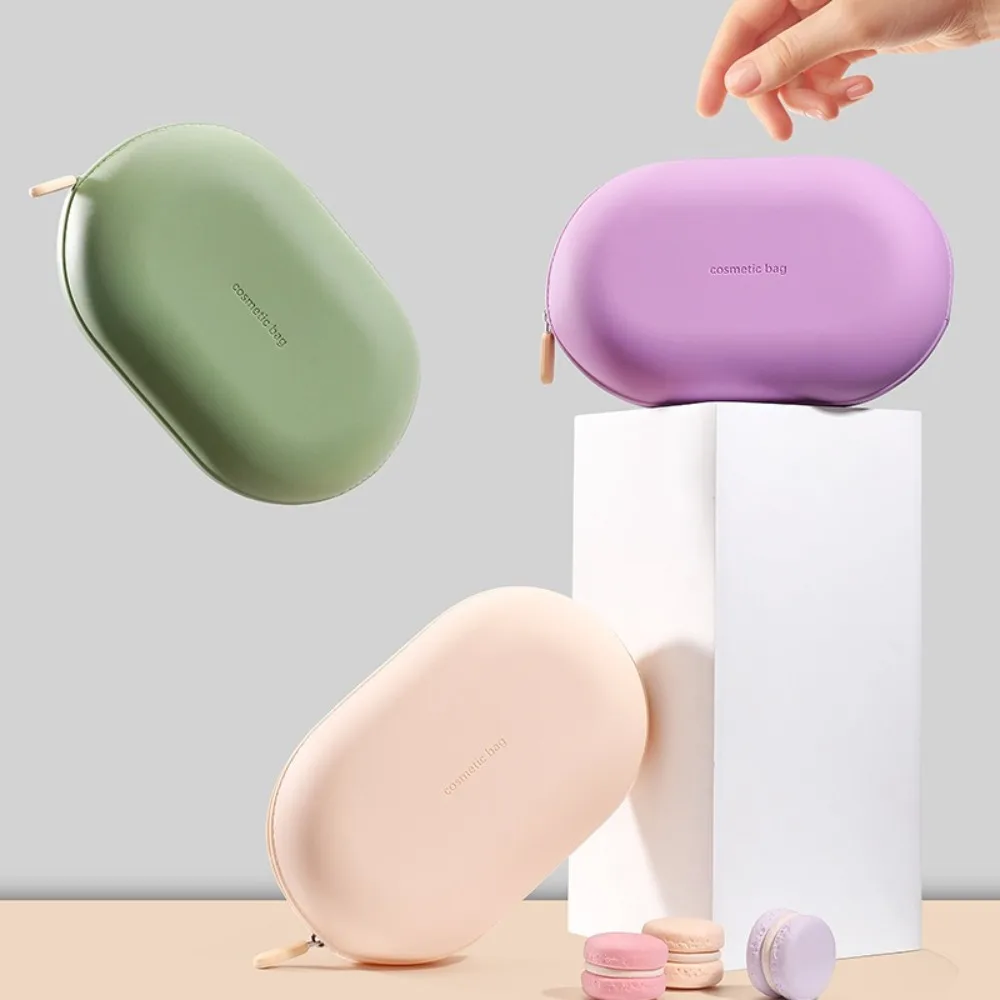 Portable Large Capacity Silicone Cosmetic Bag Zipper Closure Space Saving Makeup Pouch Soft Dust-proof Travel Storage Bag Women