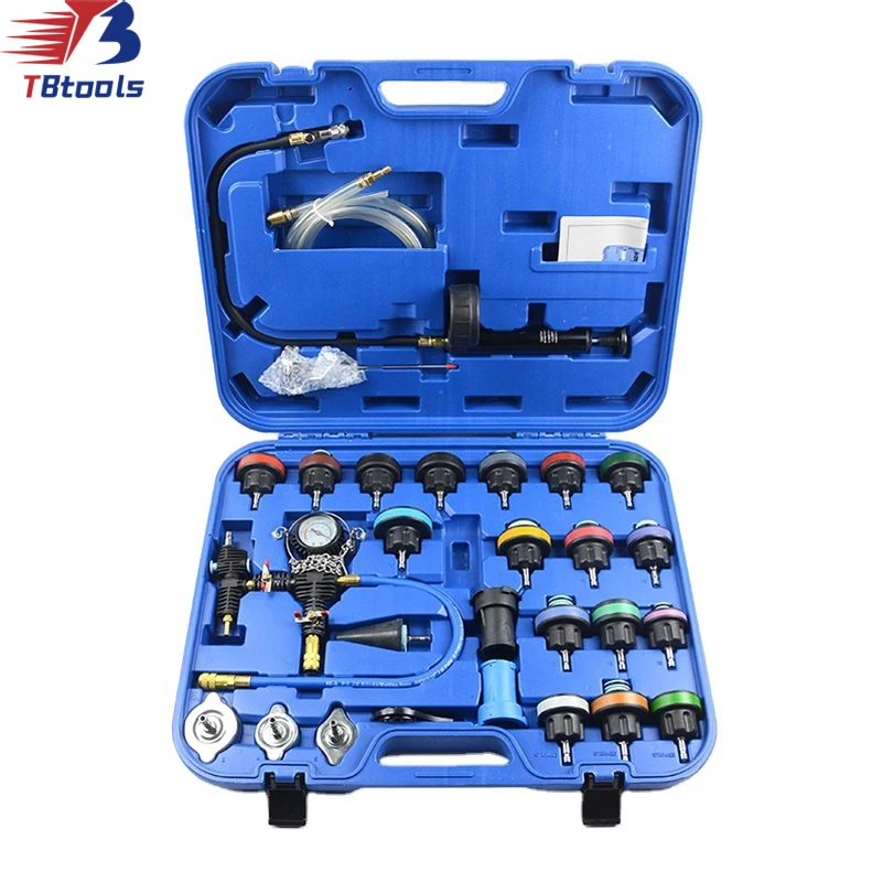 TBTOOLS Car Auto 28PCS Master Cooling Radiator Pressure Tester with Vacuum Purge and Refull Kit Repair Maintenance Tools TB135