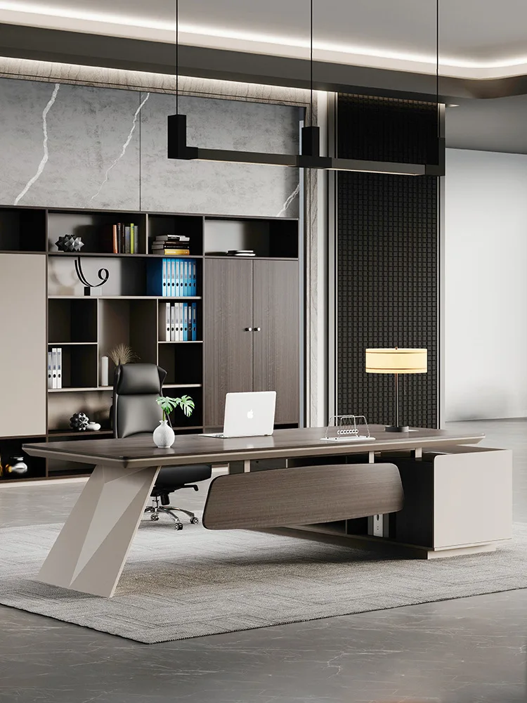 

Boss desk simple modern president manager supervisor desk and chair combination light luxury atmosphere desk office furniture