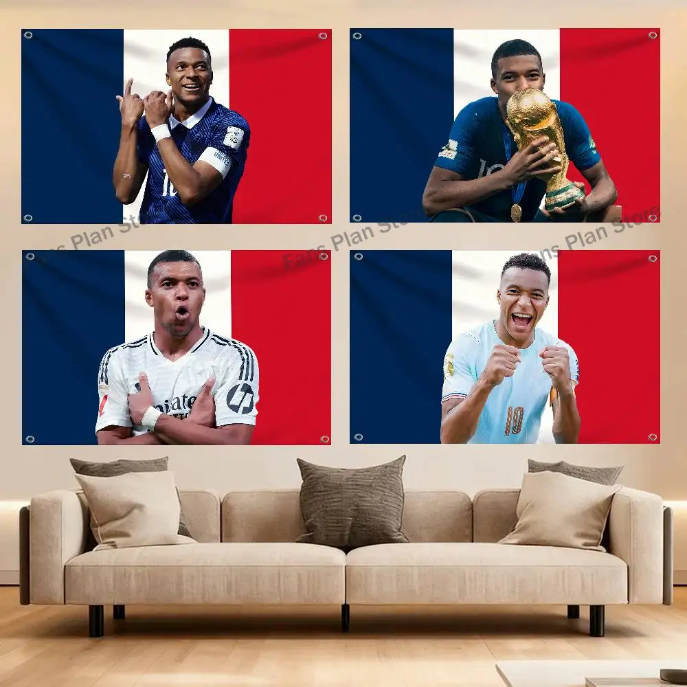 M-Mbappe Football Flag Tapestry Banner For Bedroom Outdoor Living Room Restaurant Bar Wall Decor Party