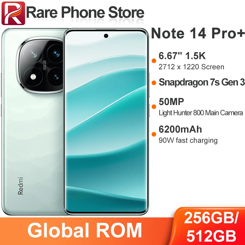 CN Global ROM Xiaomi Redmi Note 14 Pro+ 5G 256 ГБ/512 ГБ Snapdragon 7s Gen 3 50 МП + 20 МП Камера 6,67 дюйма 1,5 К Экран 6200 мАч Аккумулятор CN Global ROM Xiaomi Redmi Note 14 Pro+ 5G 256 ГБ/512 ГБ Snapdragon 7s Gen 3 50 МП + 20 МП Камера 6,67 дюйма 1,5 К Экран 6200 мАч Аккумулятор