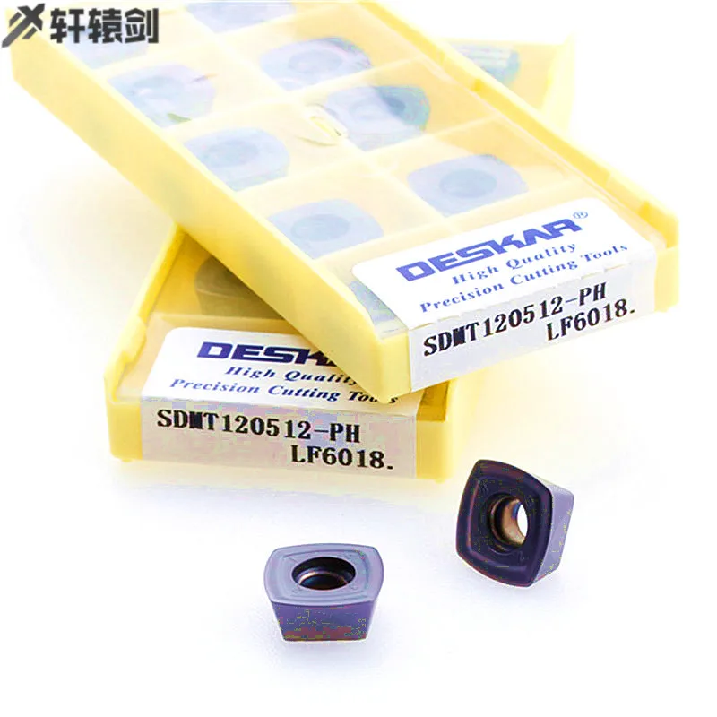 10 Chiếc SDMT120512 PH LF6018 Nhanh Thức Ăn Xay Carbide Lắp Xay Cắt Đầu Cho Thép Không Gỉ