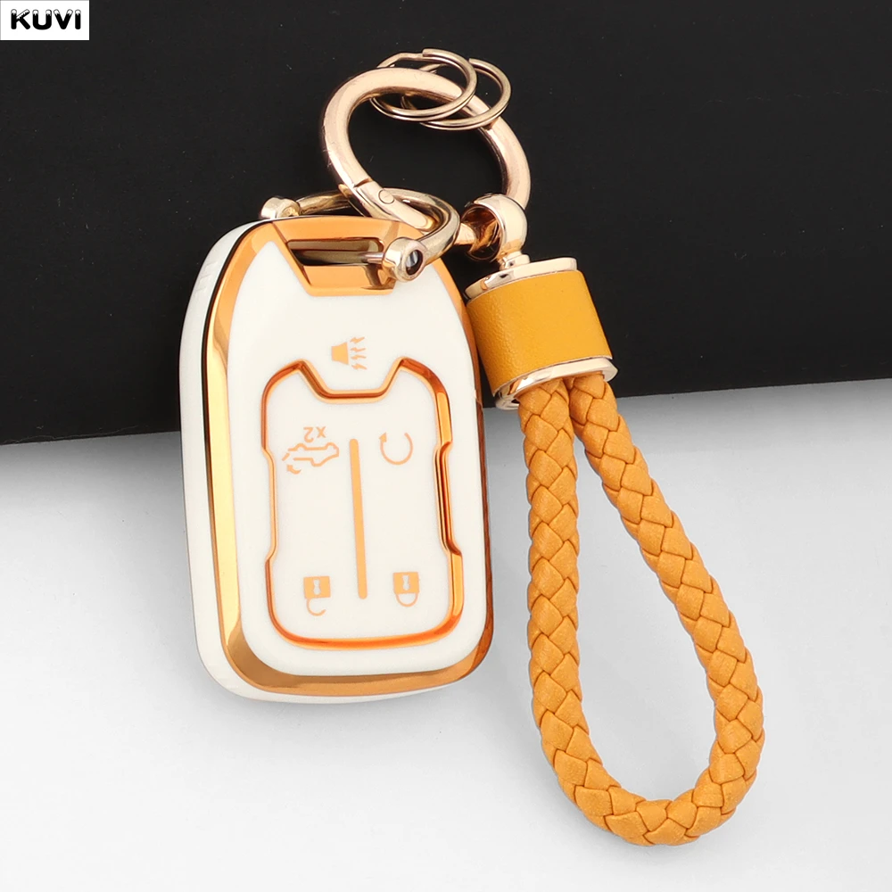 5 BTN TPU Car Key Case Cover Shell Fob For GMC Yukon Suburban Tahoe Silverado Sierra Acadia Terrain For Chevrolet Holder Fob