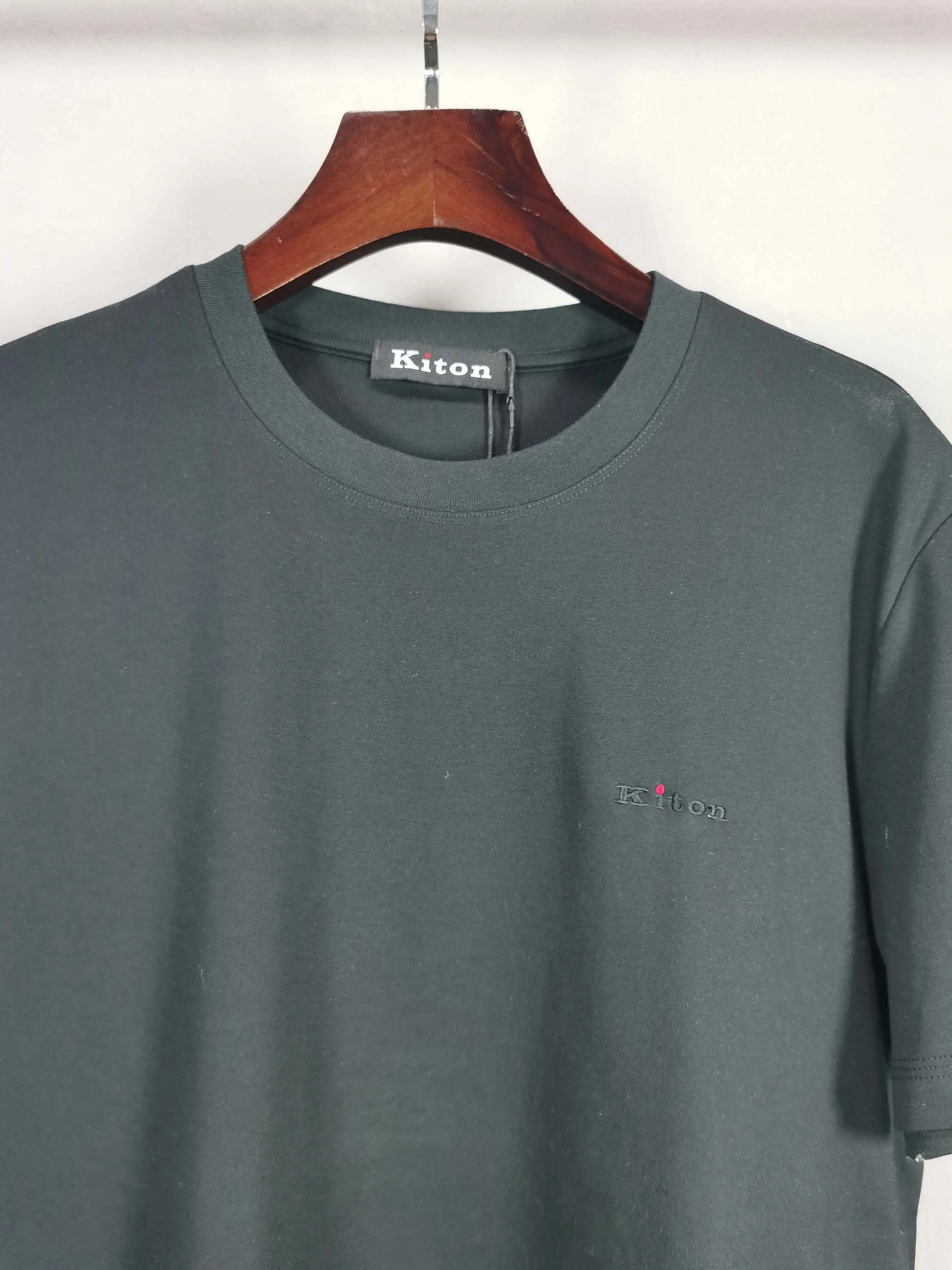 Kiton Double Needle Patchwork Embroidery Crew Neck Comfortable Short Sleeve T-Shirt 26ss
