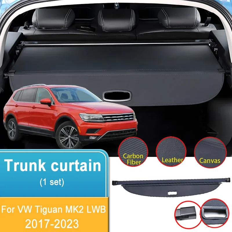 Car Trunk Cargo Curtain For Volkswagen VW Tiguan MK2 L LWB 2017-2023 Trunk Partition Cover Auto Interior Storage Car Accessories