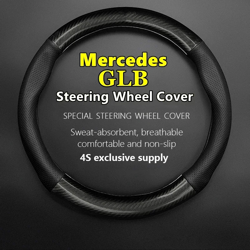 No Smell Thin For Mercedes Benz GLB Steering Wheel Cover Leather Carbon Fit 180 200 220 4Matci 2020 2021 2022 2023