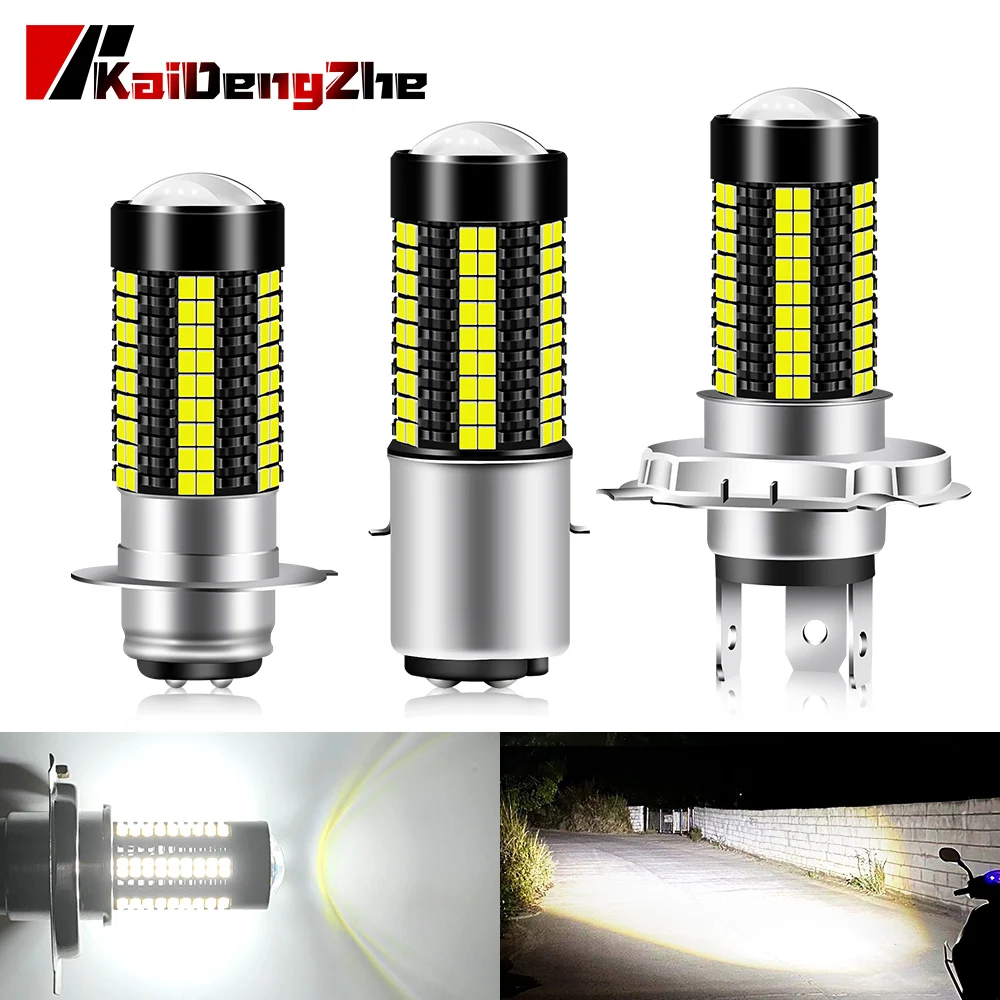 1PC H4 BA20D P15D Moto Spotlight Daytime Running Light 12V Lamp With Lens Aviation Aluminum Headlight 126LED Bulb For Motorcycle