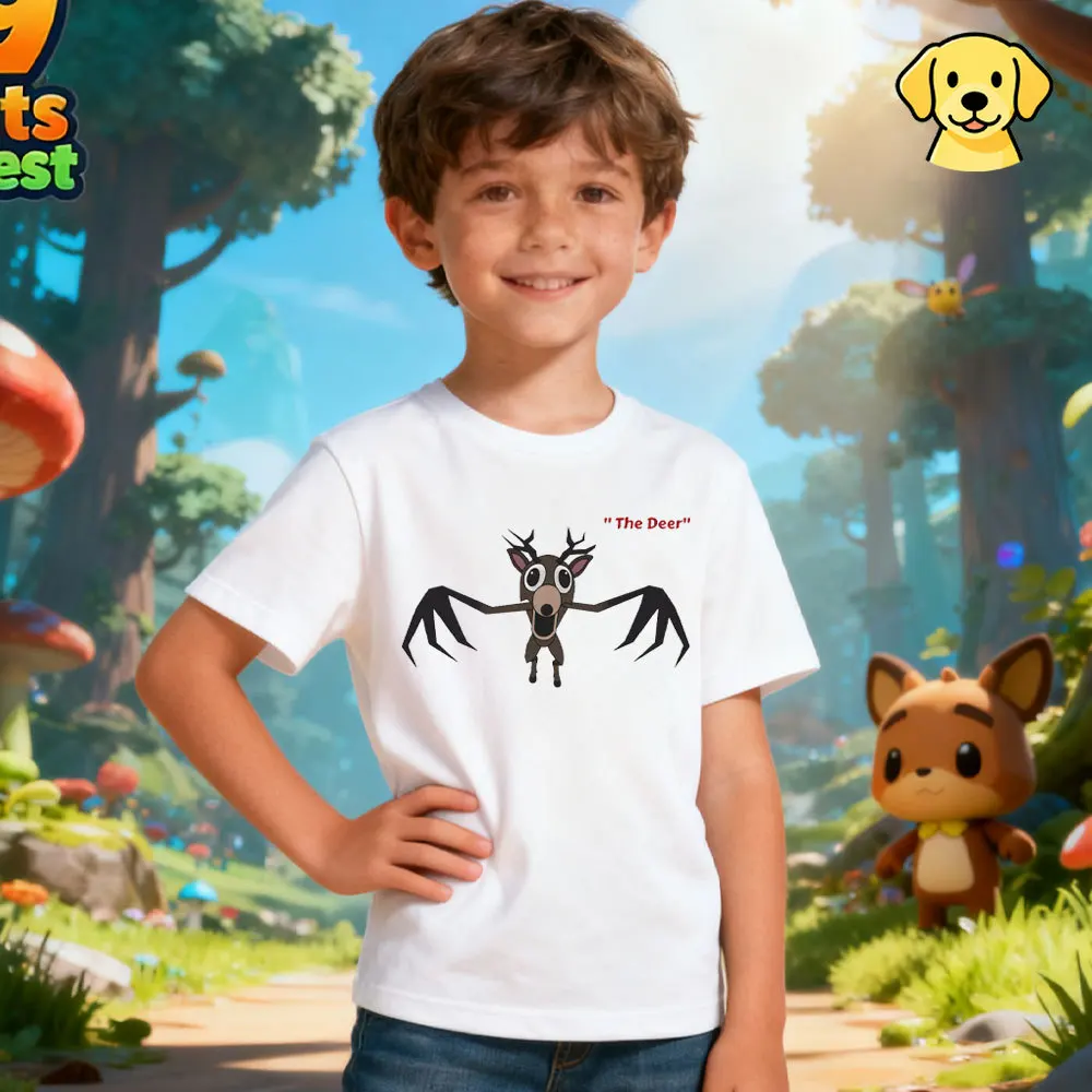 Christmas Kids I Survived 99 Nights in The Forest TShirt The Deer Graphic Tee Gaming Gift Shirt for Kids Gifts Short Sleeve Tops