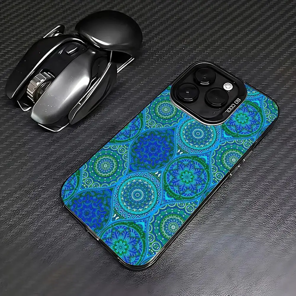 

Blue Persian flowers case for iPhone17 16 15 14 13 12 11 Pro/ Max/Plus shock-proof rear cover anti-fingerprint