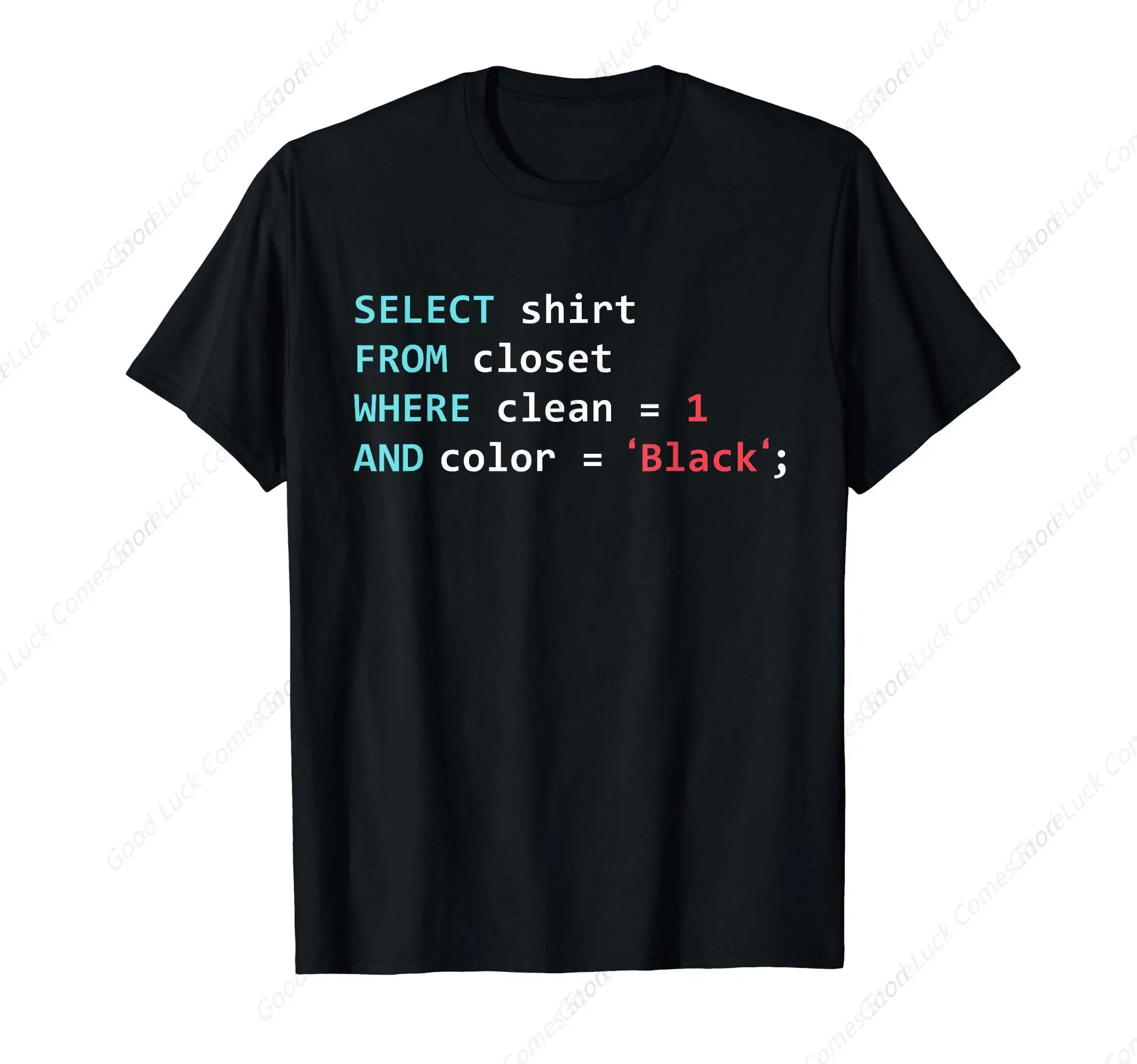 SQL Code - Inspired Programmer T - shirt - “SELECT shirt...” Black Tee for Geeks & Coding Enthusiasts, Casual Cotton Top
