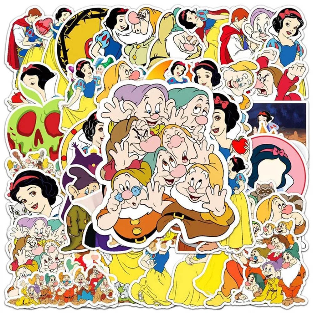 10/30/50pcs Disney Snow White and the Seven Dwarfs Cartoon Stickers Kawaii Girls Scrapbooking Laptop Suitcase PVC Cute Sticker