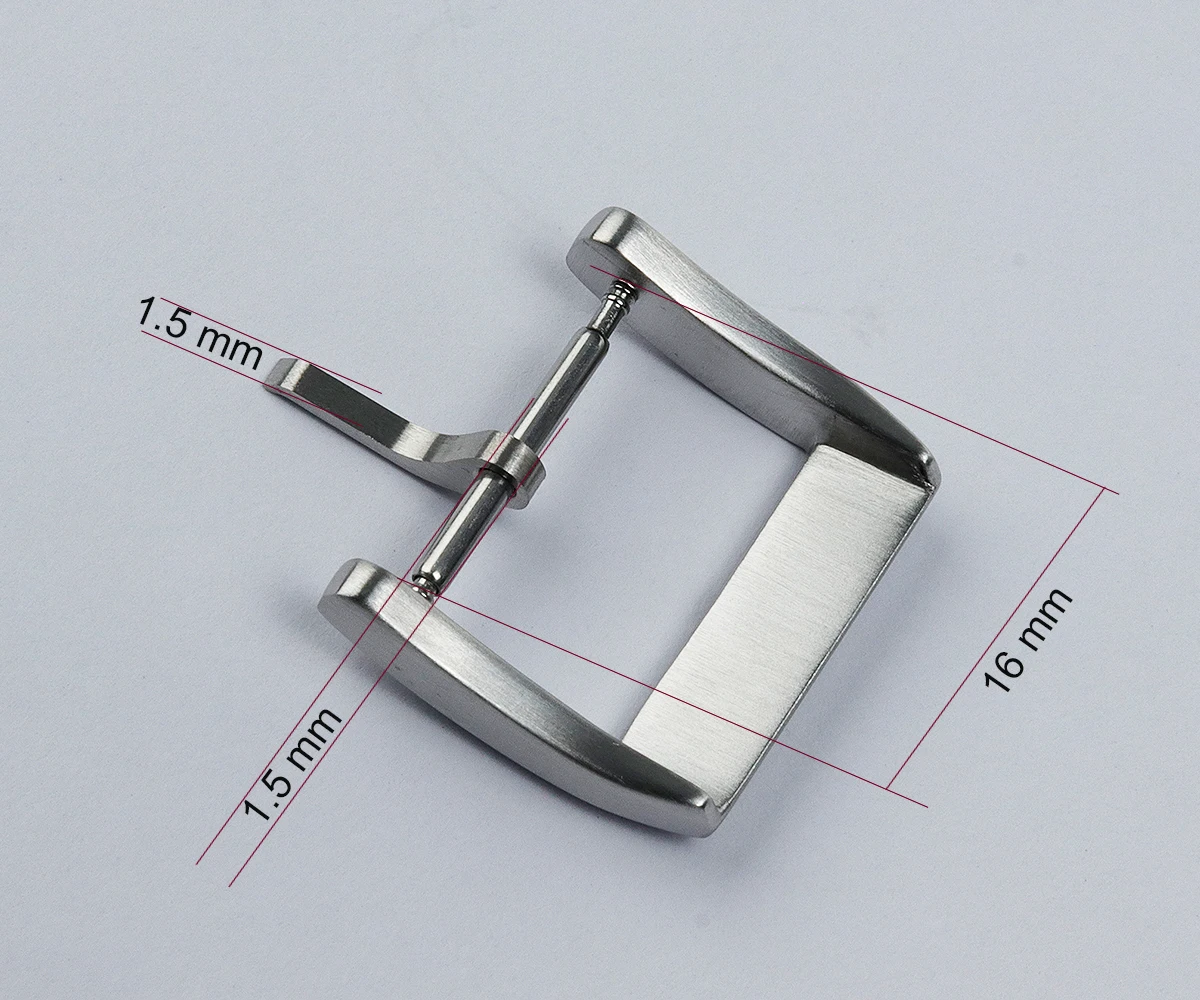 Cronos Stainless Steel Tongue Buckle for Straps Brushed 16 mm 1.5 with Spring Bars