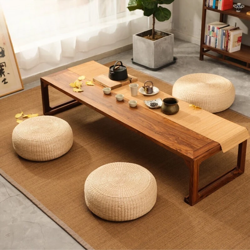 Hand-woven seat cushion, kneeling pad, pupa grass primary color [height 10 cm] diameter 40CM