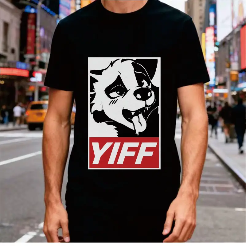 Furry Yiff Fox Shirt Fluffy Lover Merch Gift Fandom Clothing Cosplay Role Play Tops Hot Fox Graphic Tee Men Fashion Streetwear