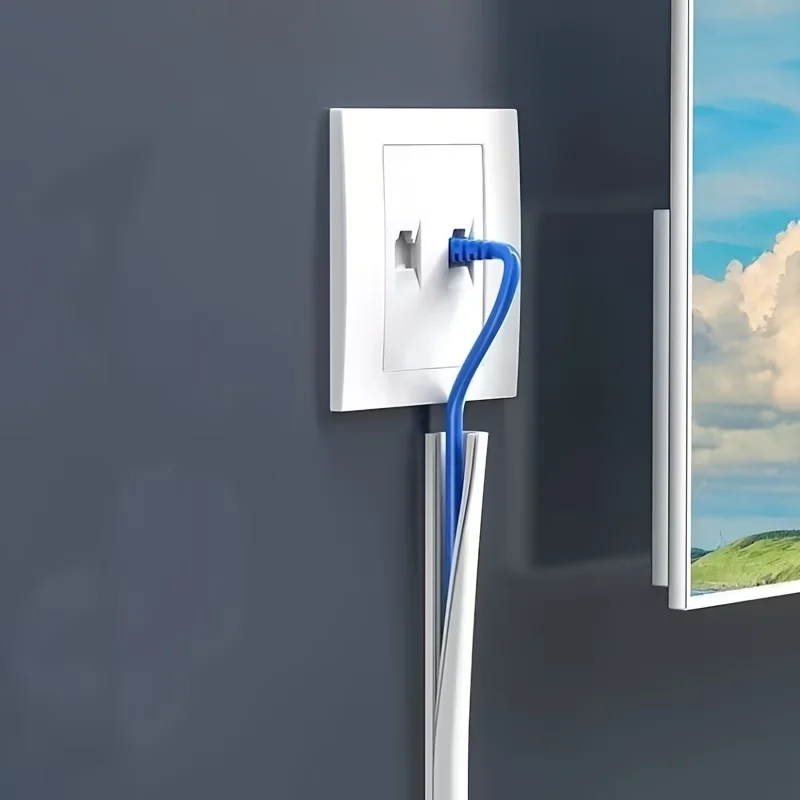 1PC 1meter Flexible floor cable cover cord Self-Adhesive wall cord hider internet Wire Duct Duct Slot Cable Manage view 5