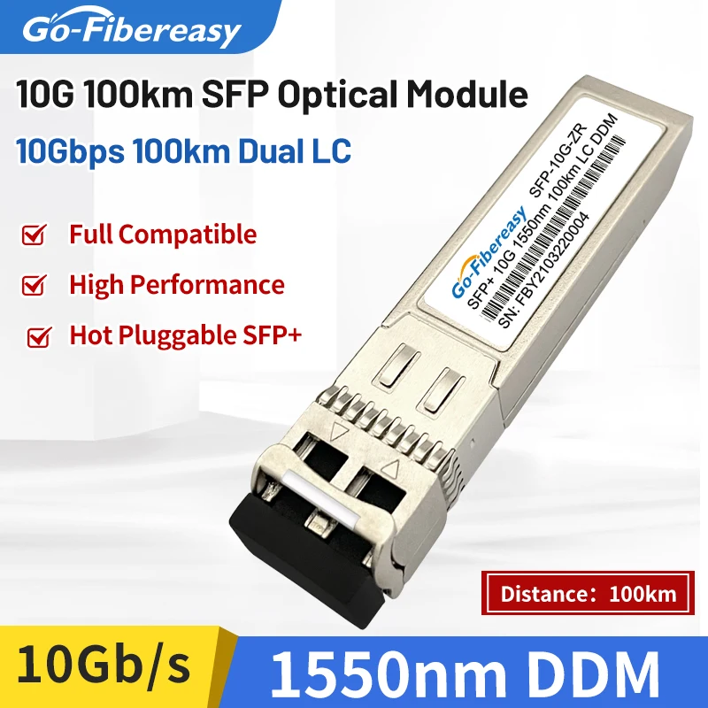 

SFP 10Gb 100km Optical Module 10GBASE-ZR TRx 1550nm Single Mode Dual LC For Cisco/Mikrotik/TP-Link/D-Link Fiber Switch/Equipment