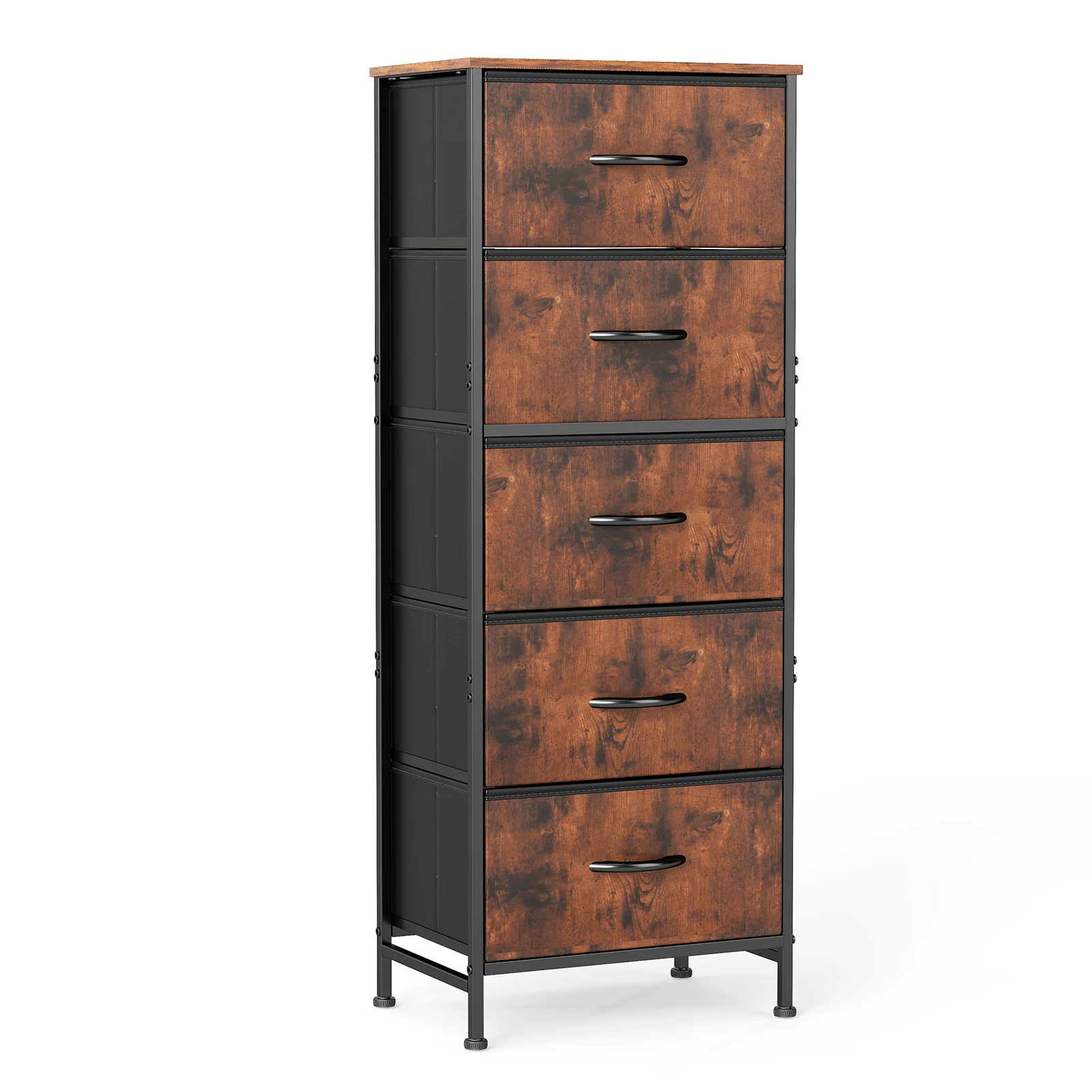 JHK 48IN Dresser For Bedroom With 5 Fabric Drawers Nightstand Wardrobe Steel Frame Closet For Clothes Storage Cabinet Furniture 7