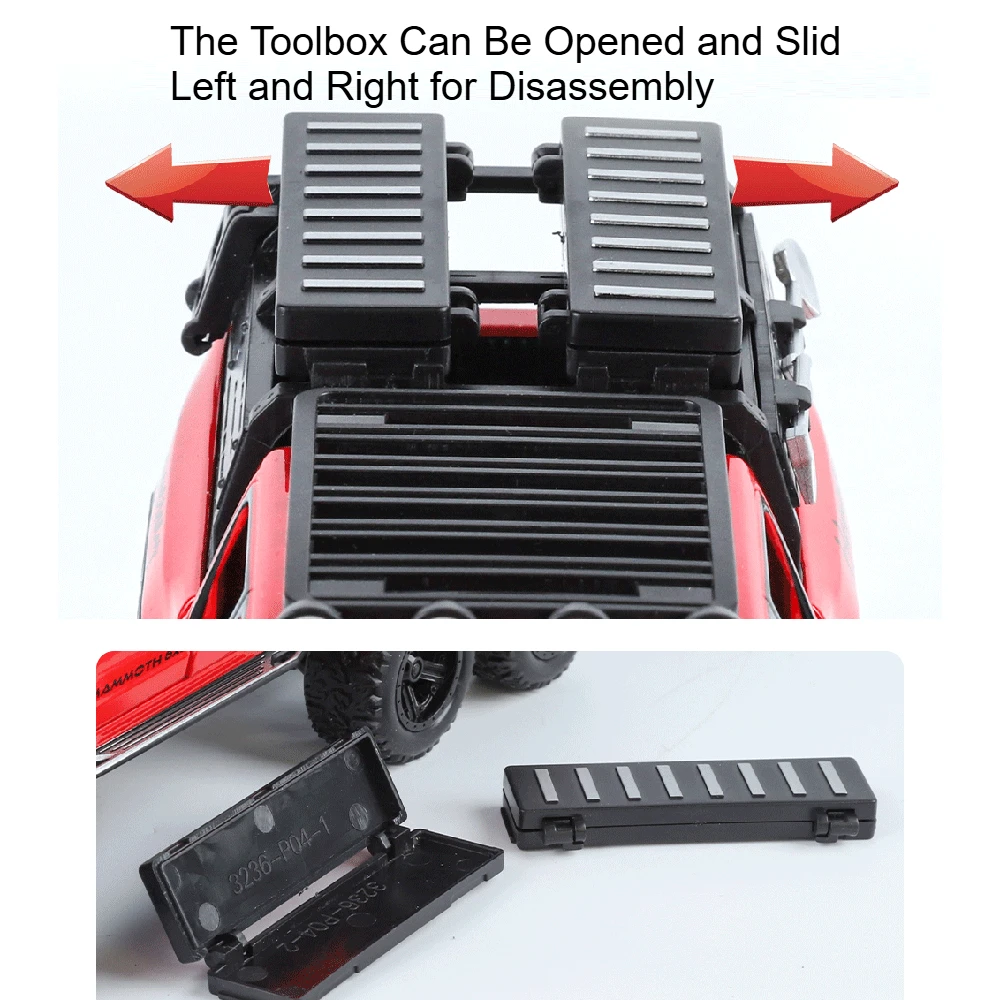 1:32 장난감 모델 RAM 맘모스 6x6 자동차 합금 다이캐스트 오프로드 차량 소리와 빛 풀백 도어 오픈 자동차 장난감 어린이 선물