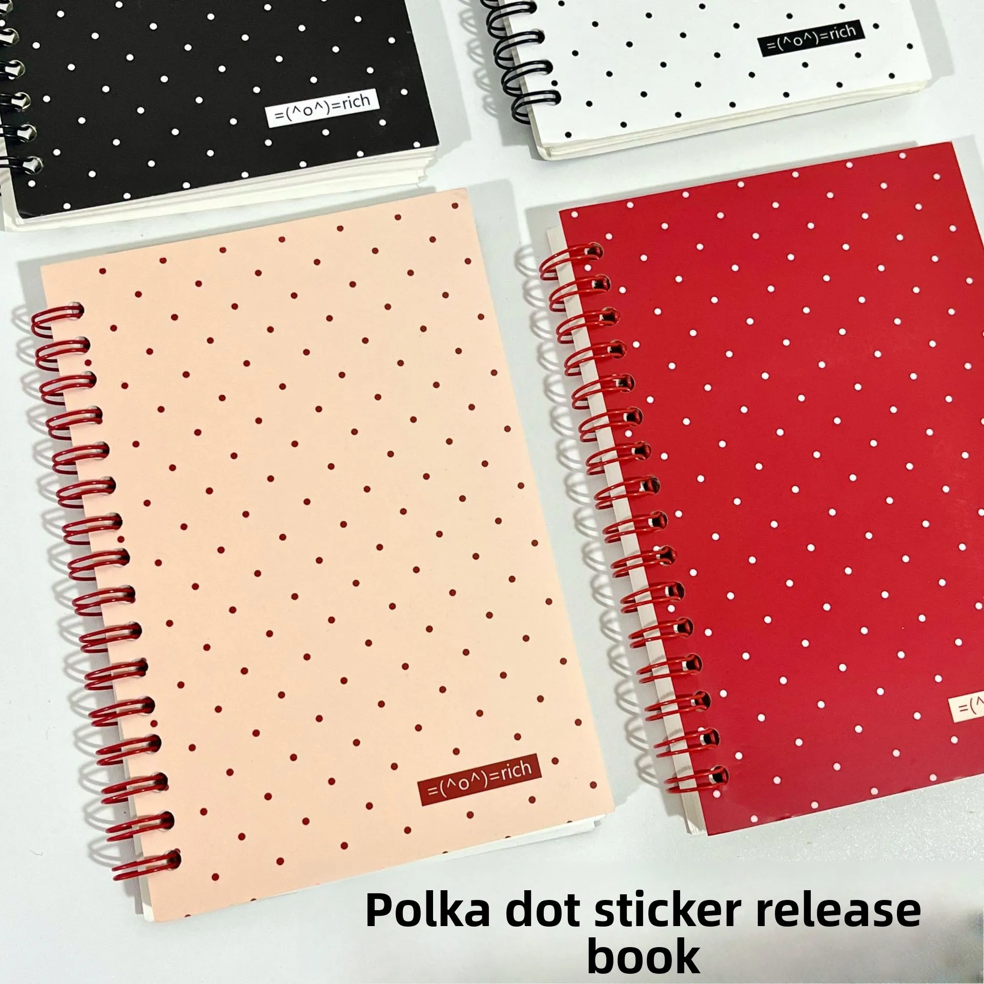 Double-sided Color Block Polka Dot Release Paper Notebook Simple Retro Journal Material Student Memo Spiral Notebook Stationery