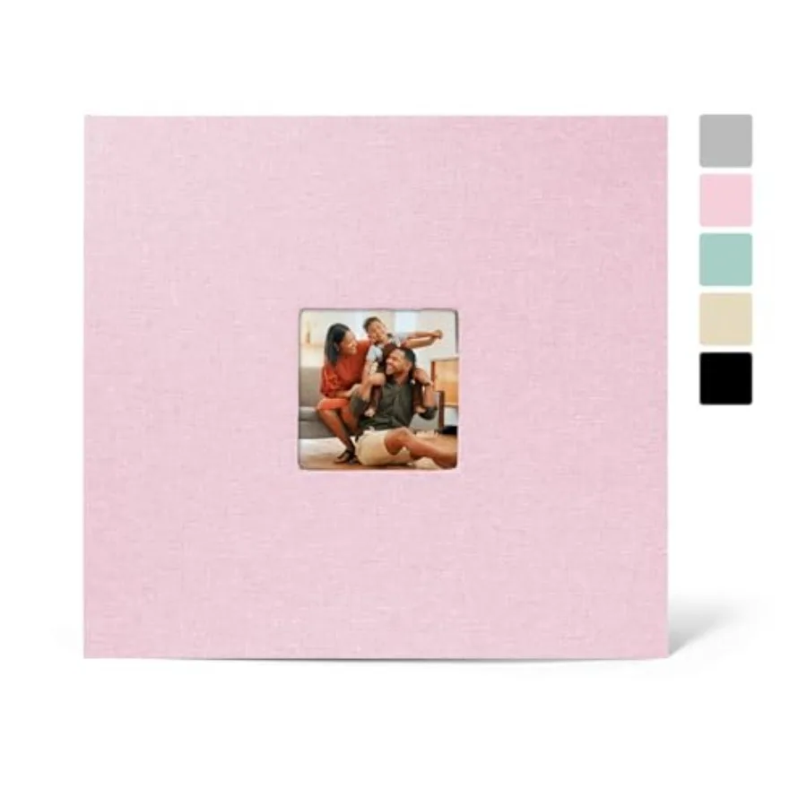 

12x12 Inch Large 3 Ring Binder Scrapbook Album Linen Cover Scrap Books 30 Pocket with Plastic Sleeves Protectors Display 60 Pag