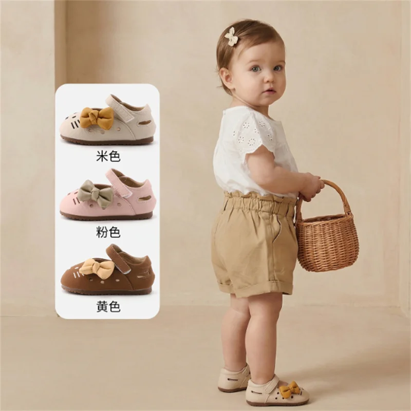New Autumn Baby Shoes For Girls Leather Cute Butterfly-knot Toddler Party Princess Shoes Soft Sole Fashion Kids Single Shoes