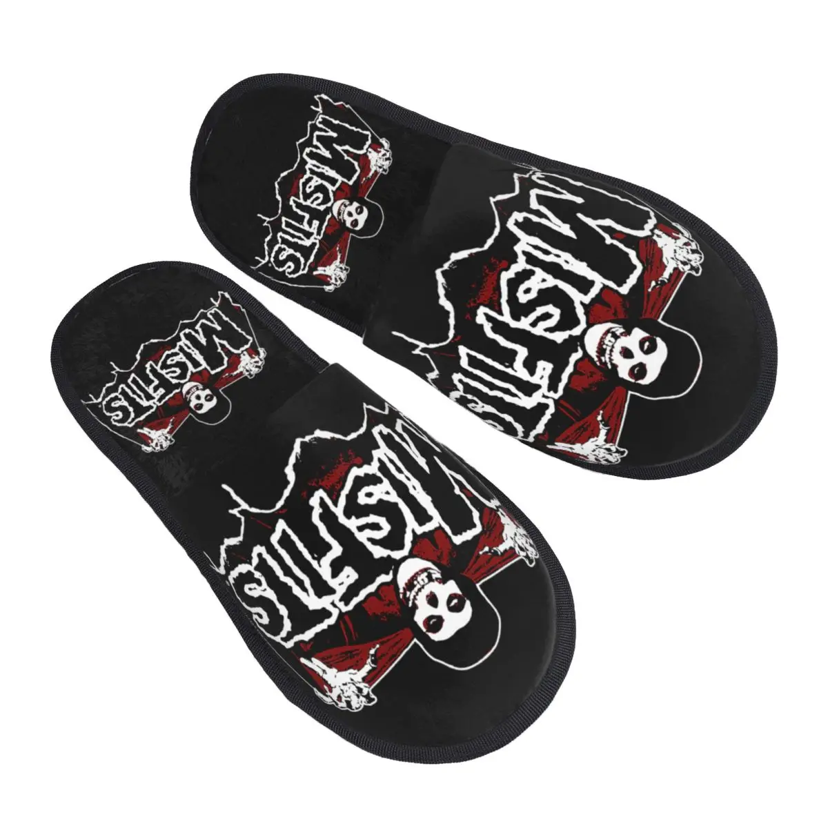 

Custom Rock Band The M-Misfitses Skull Bat House Slippers Cozy Warm Heavy Metal Memory Foam Fluffy Slipper Indoor Outdoor Shoes