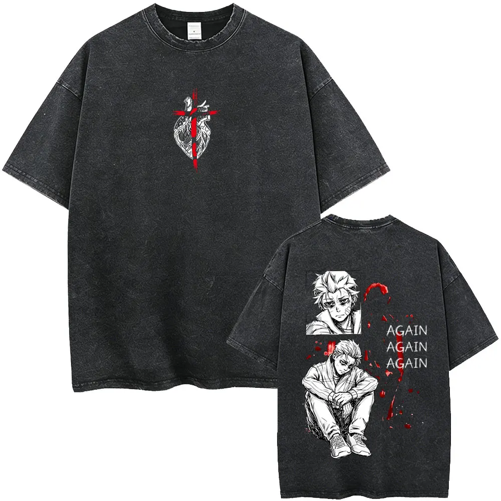 Washed Vintage Anime Re:ZERO Starting Life in Another World T Shirt Funny Cute Rem Ram Graphic T-shirt Men Women Manga T-shirts
