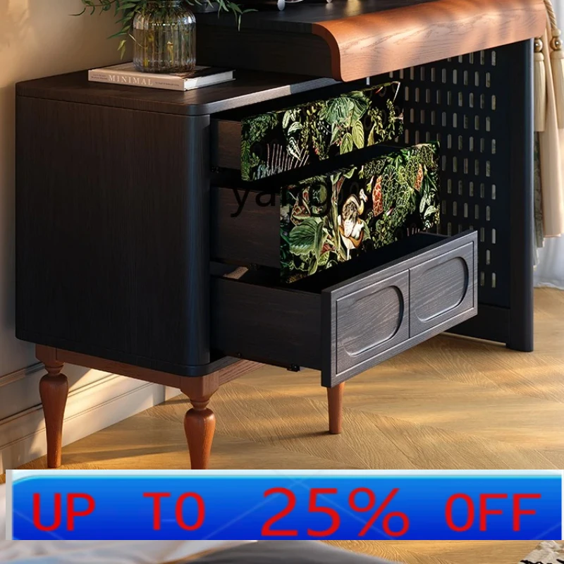 

CX dresser integrated bedroom solid wood dresser French retro black ash wood makeup table